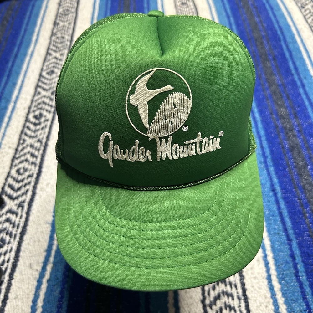 Vintage 90s Gander Mountain Mallard Duck Green Trucker Mesh Snapback Cap Hat